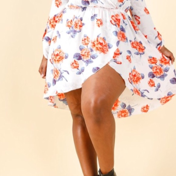 Plus Size Floral Print Midi Wrap Dress - Picture 2 of 6